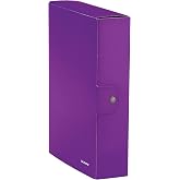 Leitz, Box, button closure, laminated cardboard, size 25 x 35, WOW, colour violet Back 8 cm