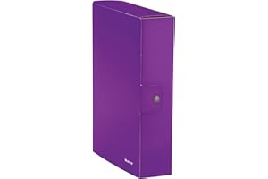 Leitz - Boîte de classement, fermeture à bouton, en carton plastifié, format 25 x 35