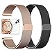 Produktbild VIGOSS Für Samsung Galaxy Watch 42mm Armband/Galaxy Watch Active Armband Metall Milanese Mesh Loop Solider Zubehör Edelstahl Uhrenarmband für Galaxy Watch SM-R810(Mesh Schwarz+Rosegold)
