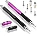 Price comparison product image MEKO ( the Most Responsive Stylus Pens ) 2PCS 2 in 1 Universal Capacitive Precision Disc Styli Bundle with 4 Replacement Disc Tips, 2 Replacement Fiber Tips for All Touch Screen Smartphones & Tablets (Black/Purple)