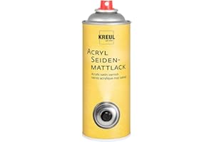 KREUL 830400 - Vernis acrylique satiné, aérosol de 400 ml, incolore, ne jaunit pas, vernis de protection universel à séchage satiné pour carton, bois, verre, porcelaine, céramique