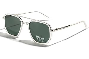 LIGOES TR90 Lunettes de soleil polarisées rétro carré plat double pont plein cadre UV400