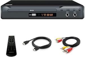 LONPOO Lettore DVD per TV, LP-077 Lettore CD DVD con Uscita Scart e Uscita HDMI e AV, Porta MIC, Ingresso USB, Design della custodia in metallo (Cavo HDMI e AV Incluso) (DVD PLAYER)