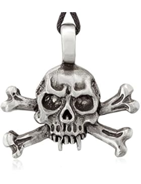 Llords Schmuck Halskette mit Totenkopf und gekreuzten Knochen Anhänger klassisch, feinster Zinn Metall Modeschmuck
