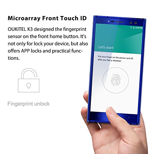 Oukitel K3 4 Kameras Handy Ohne Vertrag 6000mAh Akku 5.5 Zoll Touch-Display 1920*1080pixel Double (16MP+2MP) 64GB Interner Speicher 4GB Ram Octa Core 4G Dual SIM Smartphone Fingerabdruck-Blau