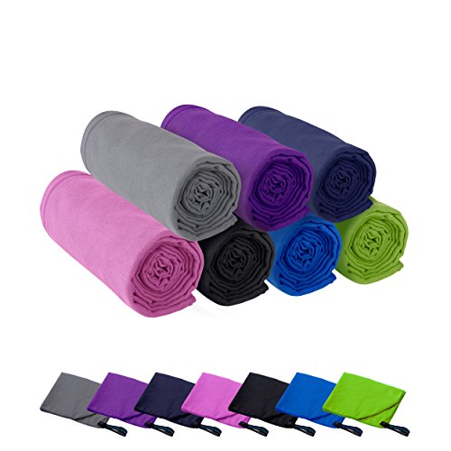 2er Set Reisehandtuch dark blue Mikrofaser Handtuch 70×140 cm + 30x50cm Sport-Handtuch saugfähig Badehandtuch (Dark Blue) - 6