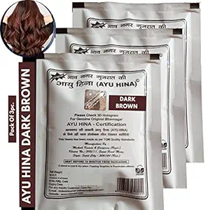 Aaayu Hina Mehandi Hair Colour, Henna each 45g. Herbal mehandi Powder (Pack of 3) - Dark Brown