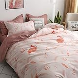 Odot Housse de Couette 2 Personnes Parure de lit 3 Pièces Taies d'oreillers Microfibre Confortable Adulte Enfant Garçons Filles Literie Chambre Single King Size (200x200cm,Flamant)