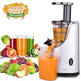 【Mayor nutrición y mayor rendimiento de jugo】Slow juicer de 200W con diseño de baja rpm, hace una oxidación mínima y no produce espuma; El filtro de malla mejorado y el gusano pueden extraer hasta un 30% más de jugo y un 40% más de vitaminas, y extraer más jugo que un exprimidor normal.
