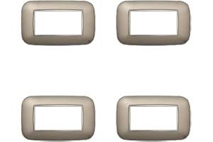 ZOREI 4 Pezzi Placche Compatibile Con Bticino Axolute, Modello Orbis Serie Ovale (4 Moduli / Posti, Titanio)