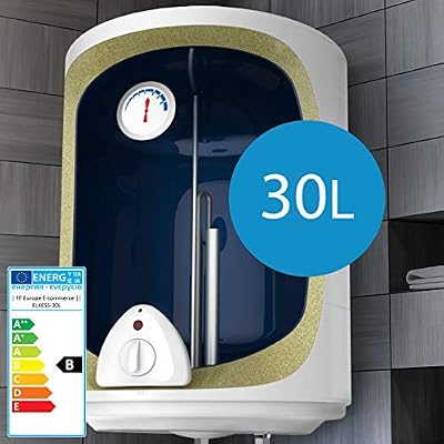 Aquamarin Chauffe-Eau Électrique - Réservoir avec Capacité de 30 Litres, Puissance 1500W, Thermostat à 75 ° C - Ballon d'Eau Chaude, Chaudière Électrique