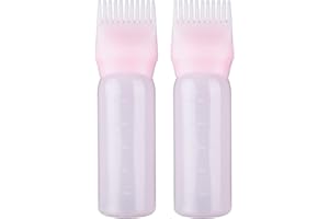 UNVOJL 2 Pieces Pink Dye Brush Bottle for Hair Dyeing Shampoo Oil Comb Hair Tools Applicator (Pink)