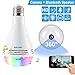 Price comparison product image Aolvo Wirless Bluetooth Speaker Light Bulb with 1080P HD IP Camera,Smart APP Control RGB Color Changing 360° Wide Angle Fisheye Wireless Wi-Fi E27 LED Light Bulb for Home Security