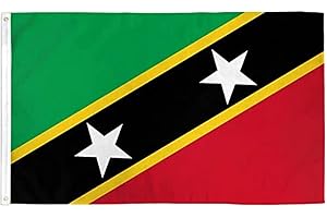 Saint Kitts and Nevis Flag 3' x 5' - Nevisian flags 90 x 150 cm - Banner 3x5 ft Light polyester - AZ FLAG