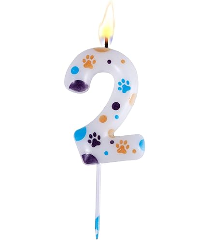 Candela Numero 3 Per Compleanno A Tema Cane - Forma Di Zampa, In Cera - 2