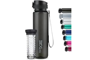 720°DGREE Botella de agua uberBottle – 1 litro, 1l, 1000ml | Novedosa botella deportiva | Para niños, fitness, bicicleta, deportes, fútbol, guardería, escuela, pequeños, antigoteo