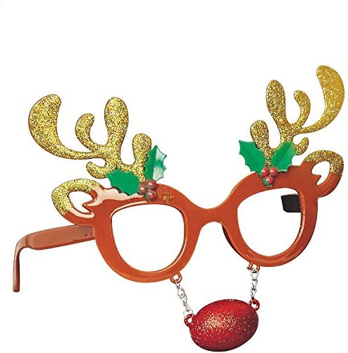 Christmas Mens &amp; Womens Novelty Festive Reindeer Mask Glasses