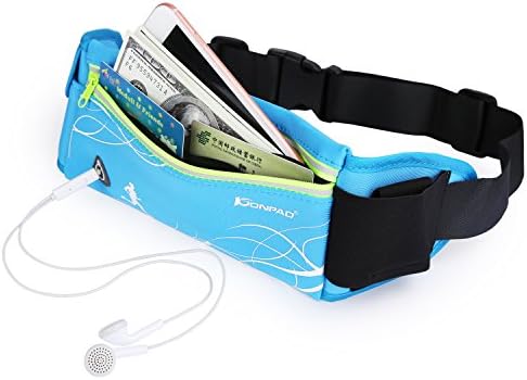 Konpad Waist Bag Waterproof Neoprene Running Belt Hip Pouch Bag with Water Bottle Holder Blue