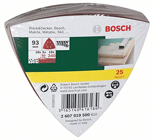 Bosch DIY 25tlg. Schleifblatt-Set verschiedene Materialien für Deltaschleifer (Körnung 60/120/240, 6 Löcher) - 2