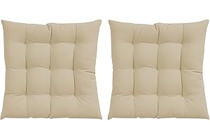 N/S GREATOYAR Cojines para Silla y Asiento, Decoración de Asiento de Jardín Casa Terraza, Cojín Decorativo con Correas de Sujeción, 9 Pespuntes, Fabricado en España, 40 x 40 x 3.5 cm, Pack 2, Beige