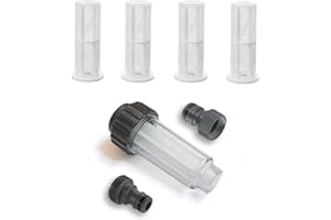 Gloryit Set di Filtri Dell'acqua da 3/4 Pollici, 4 filtri e adattatore rapido per idropulitrice, Filtro Acqua Pulizia ad Alta Pressione, per Kärcher Idropulitrice, Pompa, Camper, Irrigazione giardino