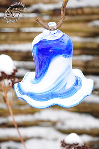 17 cm gross Gartenkugel Massivglas ROBUST, Tulpe Tropfen, Blume mit Hakenhalter Schäferstab FROSTSICHER & MASSIV Glas-Dekoration Blüte Gartentulpe Glocke Sonnenfänger für Lichteffekte im Garten, Rosenkugel in Tulpenform und dunkelblau-weiß farblichem Design, 125 cm mit Metallstab Sonnenfänger für Lichteffekte im Garten, Rosenkugel Gartenkugeln, Gartendeko FROSTSICHER, lichtbeständig und WINTERFEST, Rosenkugeln Winter Glas Deko Garten Schäferstab Metallstiel Bogenstab - 5