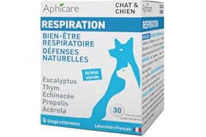 APHICARE - Respiration - 30 comprimés - Confort respiratoire - Eucalyptus - Thym - Echinacée - Complément Alimentaire Chien et Chat - Fabriqué en France