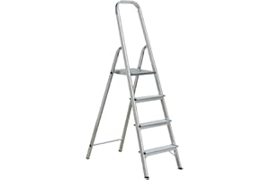 Draak Step Ladder 4 Step With Hook - Non Slip Treads - Ladder Made from Lightweight Aluminium Certified to BS EN 131 Part 1-3