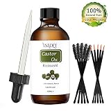 VSADEY Aceite de Ricino Orgánico 100% Natural Castor Oil Aceite de Ricino 100% Puro Aceite Prensado en Frío Estimula el crecimiento del cabello Ceja Pestañas y Cejas con 5 Juegos de Cepillos-120ML