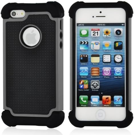 SOOPER Grey Defender Heavy Duty Protective Hard Full Body Cover Case For Apple iPhone 5 5G (Grey)