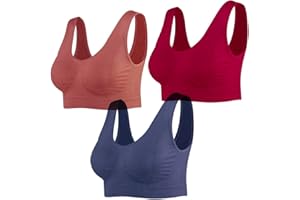Lemef Sujetador Deportiva sin Costuras Sostén sin Aros con Almohadillas Extraíbles para Mujeres (3 Paquetes)