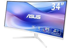 VU34WCIP-W Eye Care, 34-tums böjd bildskärm, Quad HD VA bred (3440 x 1440), 1 ms (MPRT), 100 Hz, HDMI, USB-C och DisplayPort, SmoothMotion, Eye Care Plus-teknik, inbyggd högtalare