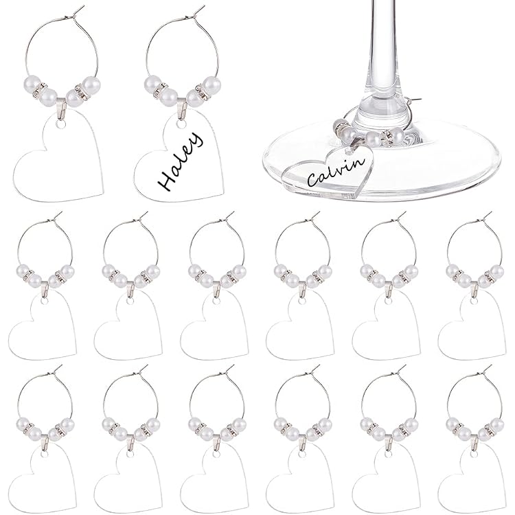 Set Mit 11 Handgefertigten Weinglas-Anhängern Für Den Junggesellinnenabschied – In Organzasäckchen, Ring-Durchmesser 2,5 Cm (UK-Händler)