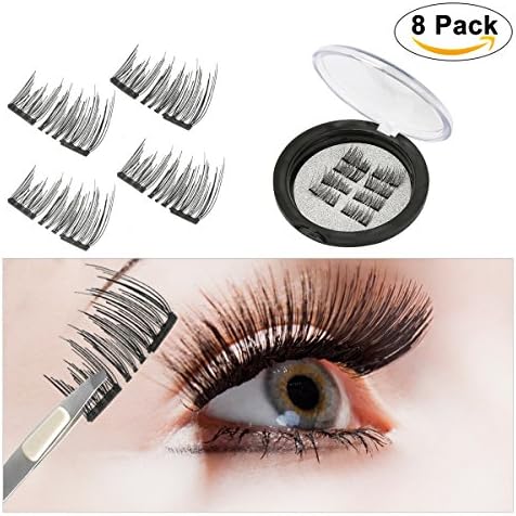 Magnetic Eyelashes,Yedda 3D Fiber Reusable Best Fake Lashes,Natural Handmade Extension Fake Eye Lashes (2 Pairs, 8 Pieces)