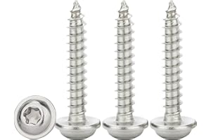 Drenky Tornillos de Chapa Torx M3x20mm,50 Piezas Tornillos Roscachapas Autotaladrante con Arandela Estampada Tornillos Madera Acero Inoxidable A2 V2A,Totalmente roscado