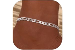 Richsteel Fußkette für damen Sommer Fußkettchen Panzerkette Figarokette Weizenkette Fußschmuck verstellbare Fußkette mit Geschenkebox