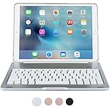 iPad Pro 10.5 Keyboard case, COOPER NOTEKEE F8S Backlit LED Bluetooth Wireless Rechargeable Keyboard Portable Laptop Macbook Clamshell Clamcase Cover with 7 Backlight Colors (Silver)
