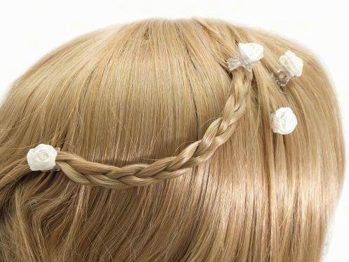 Haarklammern Röschen – 10Stück – 8 verschiedene Farben zur Wahl (weiß) - 3