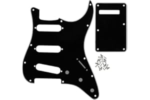 IKN FLEOR Set di battipenna per chitarra elettrica stile SSS con viti di montaggio su piastra posteriore per parte chitarra USA/MEX ST, 3 STi nero/bianco/nero