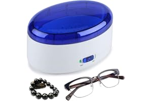 EJOYOUS Pulitore Ad Ultrasuoni, Pulitore a Vibrazione con Cestello di Pulizia Dispositivo di Pulizia per Occhiali Dispositivo di Pulizia Ad Ultrasuoni, per Gioielli, Anelli, Orologi, Monete, Collane