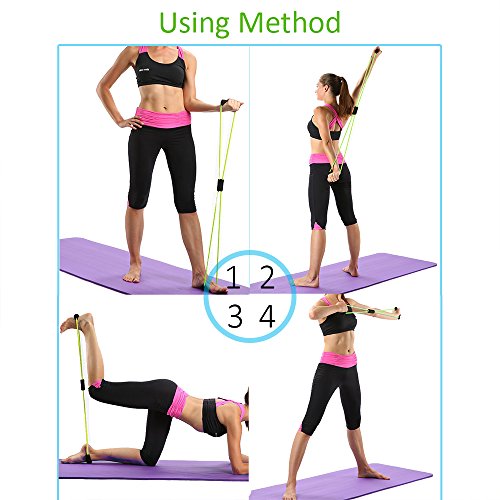 WOLFWILL Elastisch 12pcs Gymnastikbänder Übungsband Wiederstandband Fitnessbänder Set mit Griffe ideal für Sport Training Yoga Heimfitness - 2