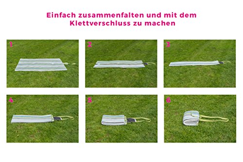 Picknickdecke 175 x 135 cm / Wasserdicht & Wärmeisoliert / Gepolstert mit flauschigem Fleece / Faltbar mit Tragegriff / Strandmatte / Stranddecke / Campingdecke - 5