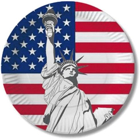 Decorative Paper Plates 23 cm American Statue of Liberty Design Pack of 10