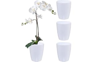 Santino ORCHIDEA Zestaw 4 słoików do orchidei z systemem knotów i wskaźnikiem poziomu wody (średnica: 15 cm, 2 l, biały)