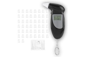 ‎KIMISS KIMISS Digital LCD Bildschirm Alkohol Atem Tester tragbare Keychai Atem Analysator mit 10/20/50/ PC Mundstücken Alkoholtester(Mit 50 Atemdüsen)