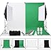 Produktbild OUBO Profi Fotostudio Set Hintergrundsystem inkl. 4X Hintergrundstoff LED Studioleuchte 18W Fotolampe Softbox Lampenstativ Tragetasche …
