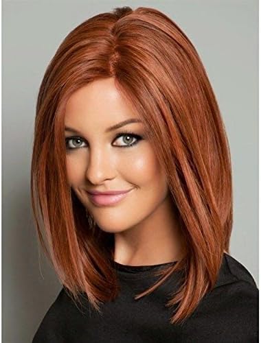 LOAVER Synthetic Short Bob Wigs Straight Hair Wigs for Women Shoulder Length Heat Resistant Wig Natural Looking with Free Wig Cap and Comb(Wine Red)