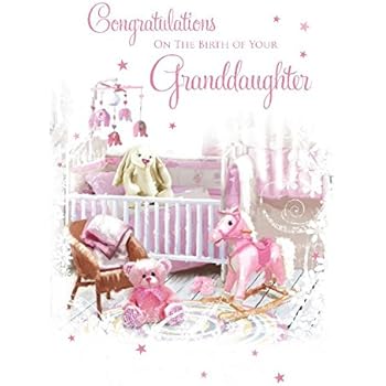 New Baby Granddaughter Buttoned Up Greeting Card Embellished Cards Baby