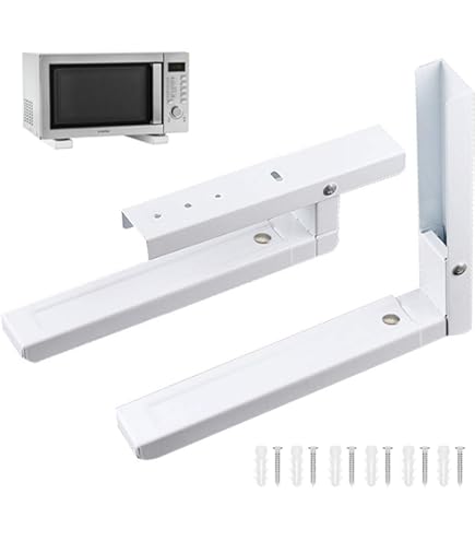 2 Supporti Da Parete Per Microonde | Regolabili E Pieghevoli | Fino A 35 Kg | Nero - Foto 4