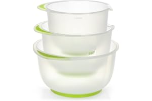 com-four® 3 delars Bunke Set Halksäker, Bakskål 1,5 L, 2 L | 2,5 L med Måttskala - Pip och Stabil Botten - Tål Diskmaskin [Va